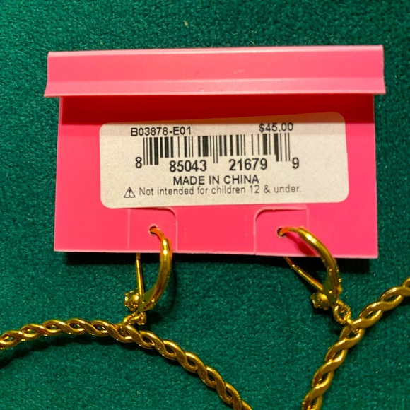 Betsey Johnson Gold & Black Hoop Earrings - Picture 3 of 3